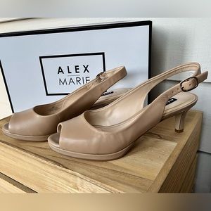 Alex Marie Leather Slingback peep- toe pumps. Color: Pink Marble. 6M